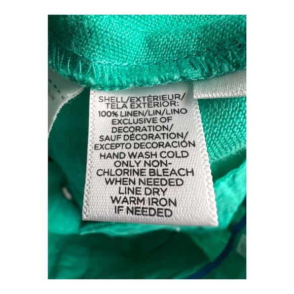 LOFT Womens Shorts Green Linen 2 Embroidered Preppy Twee Summer - Picture 4 of 5
